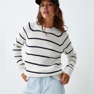 SIMONS Twik NWT - Striped White and Black Waffle Sweater